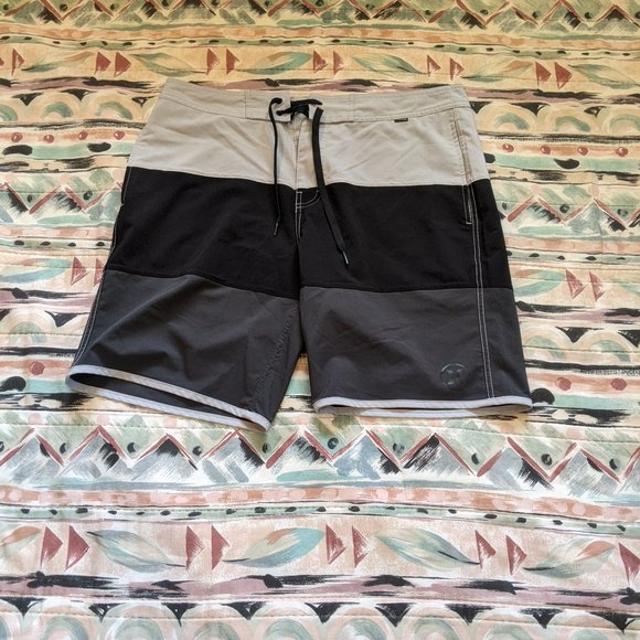 Hurley Other - Hurley Surf Surfer Beach Men's Drawstring Black Gray Board Shorts Size 33 x 8.5"